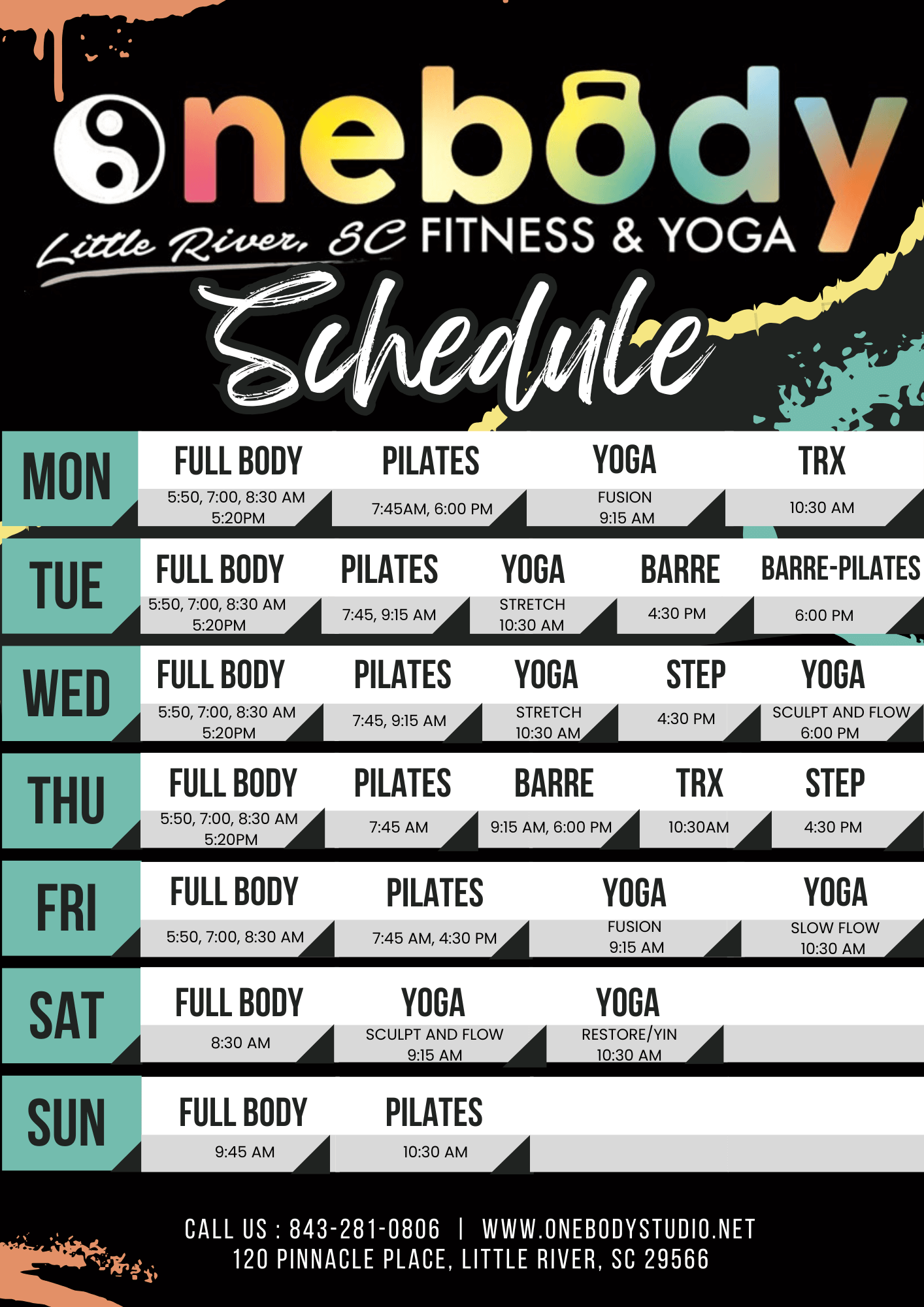 image shows OneBody schedule