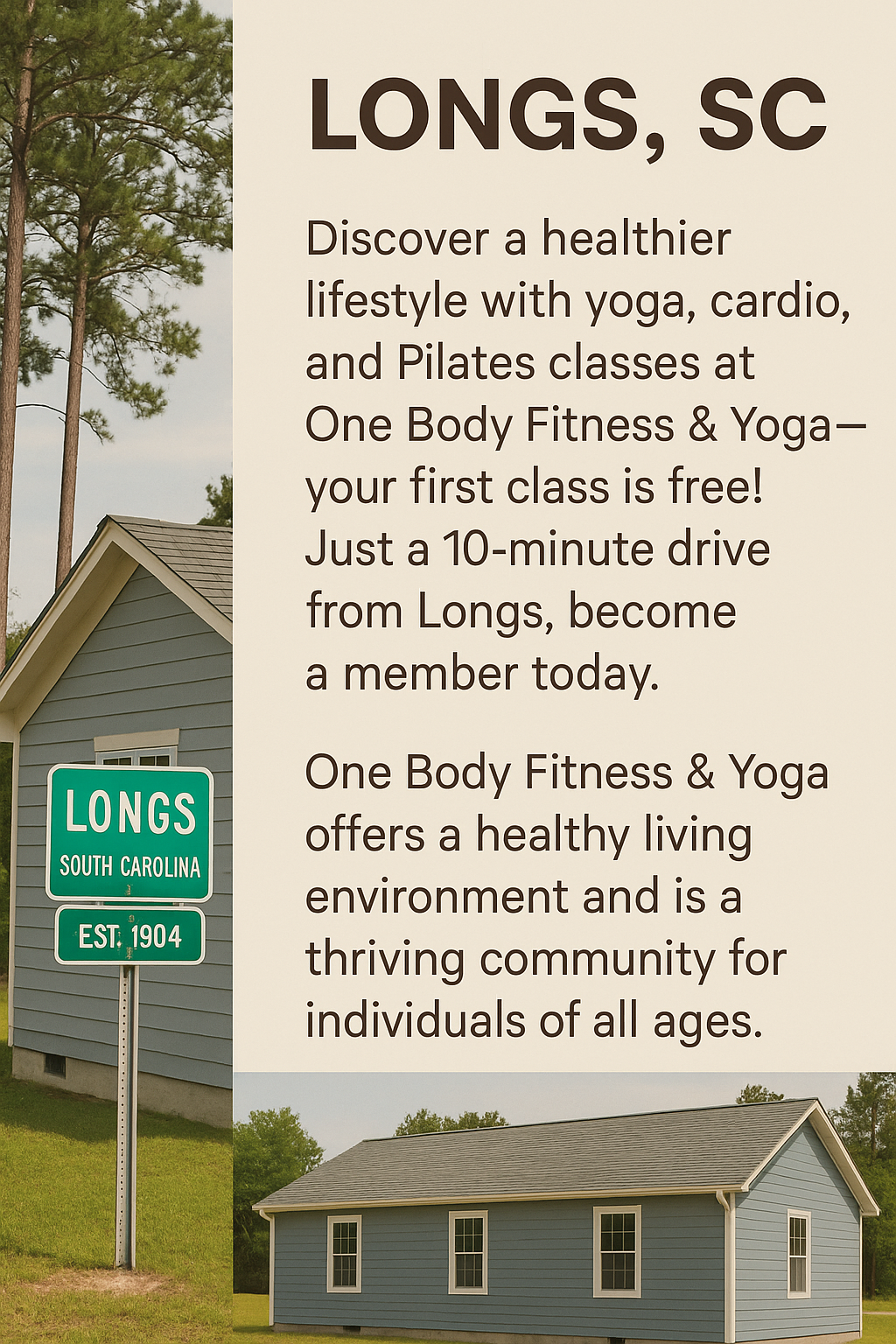 image shows Longs SC for One Body Fitness & Yoga